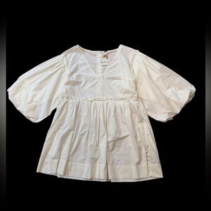 Free People NWT Puff Sleeve Ivory Boho Top